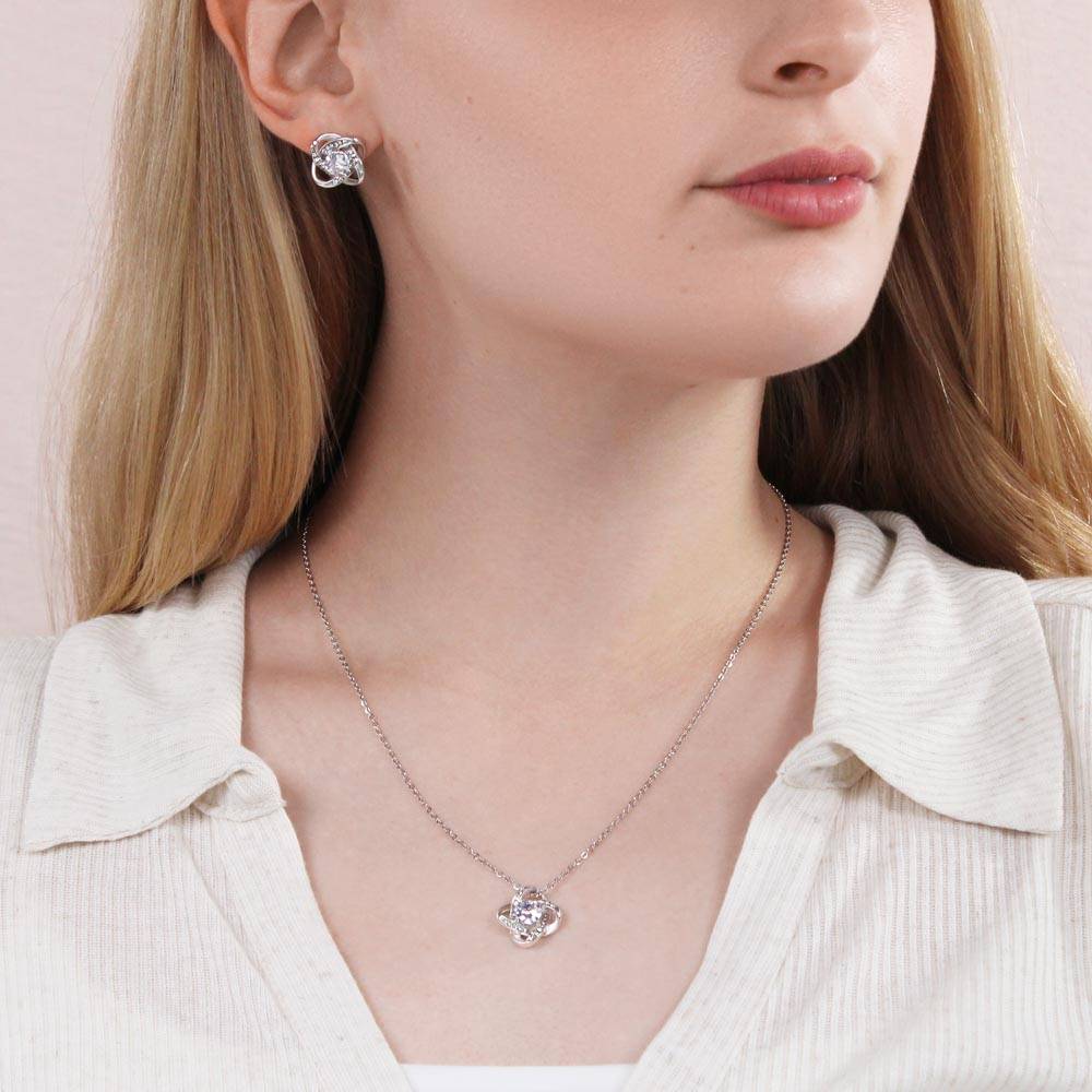 Future Wife Gift - My Last Everything - Matching Love Knot Necklace & Earrings Set