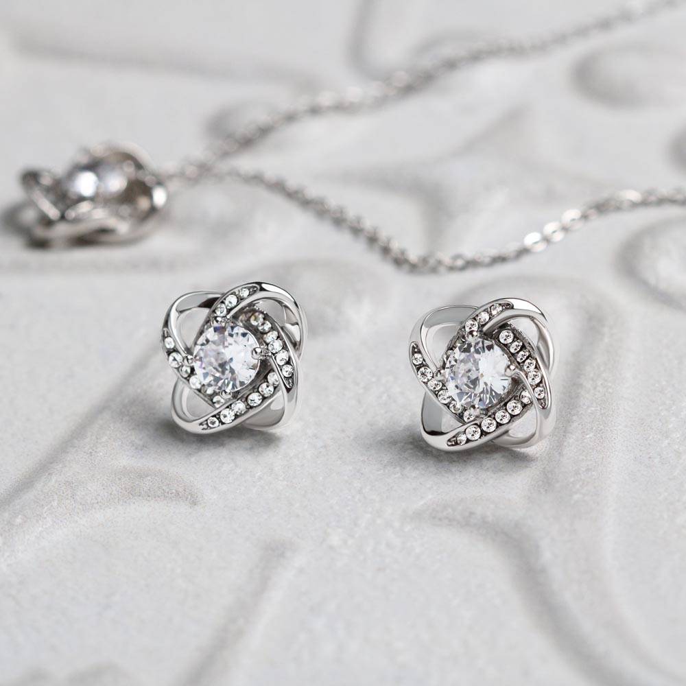 Future Wife Gift - My Last Everything - Matching Love Knot Necklace & Earrings Set