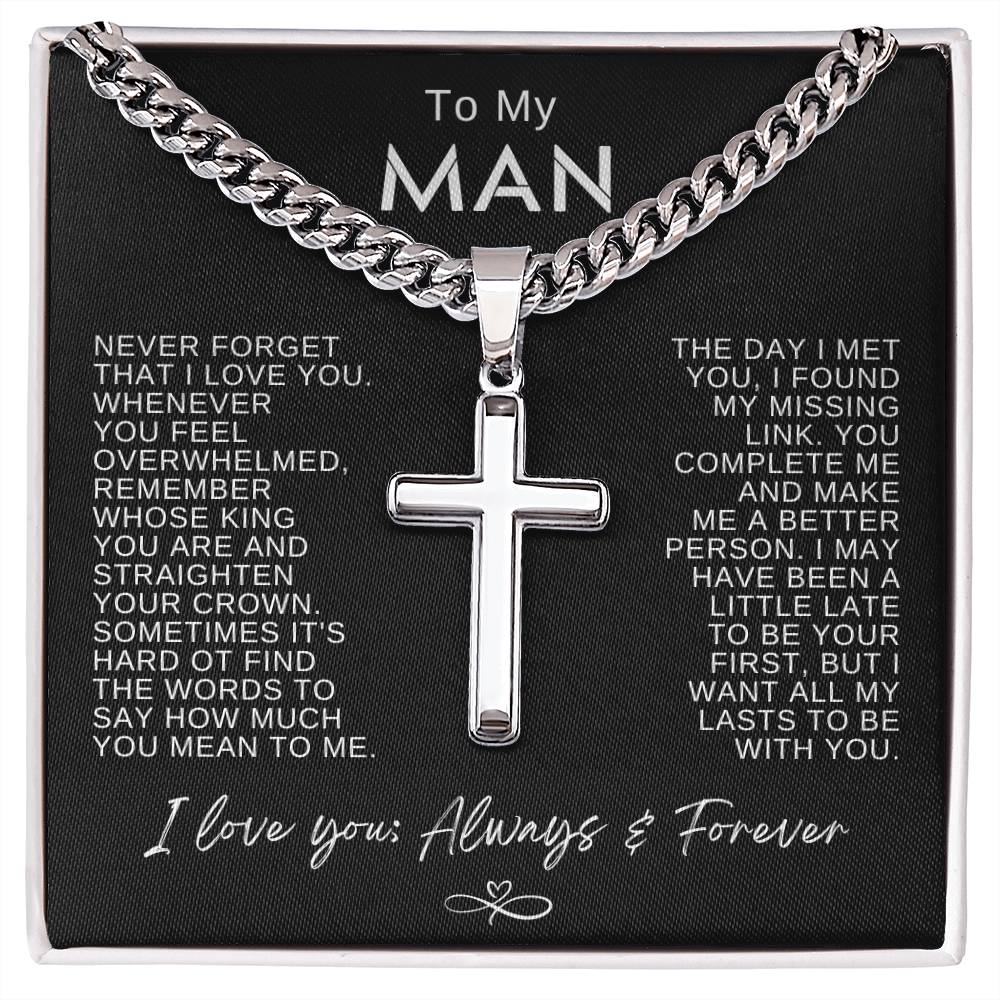 My Man Gift - Cuban Chain with Artisan Cross Necklace