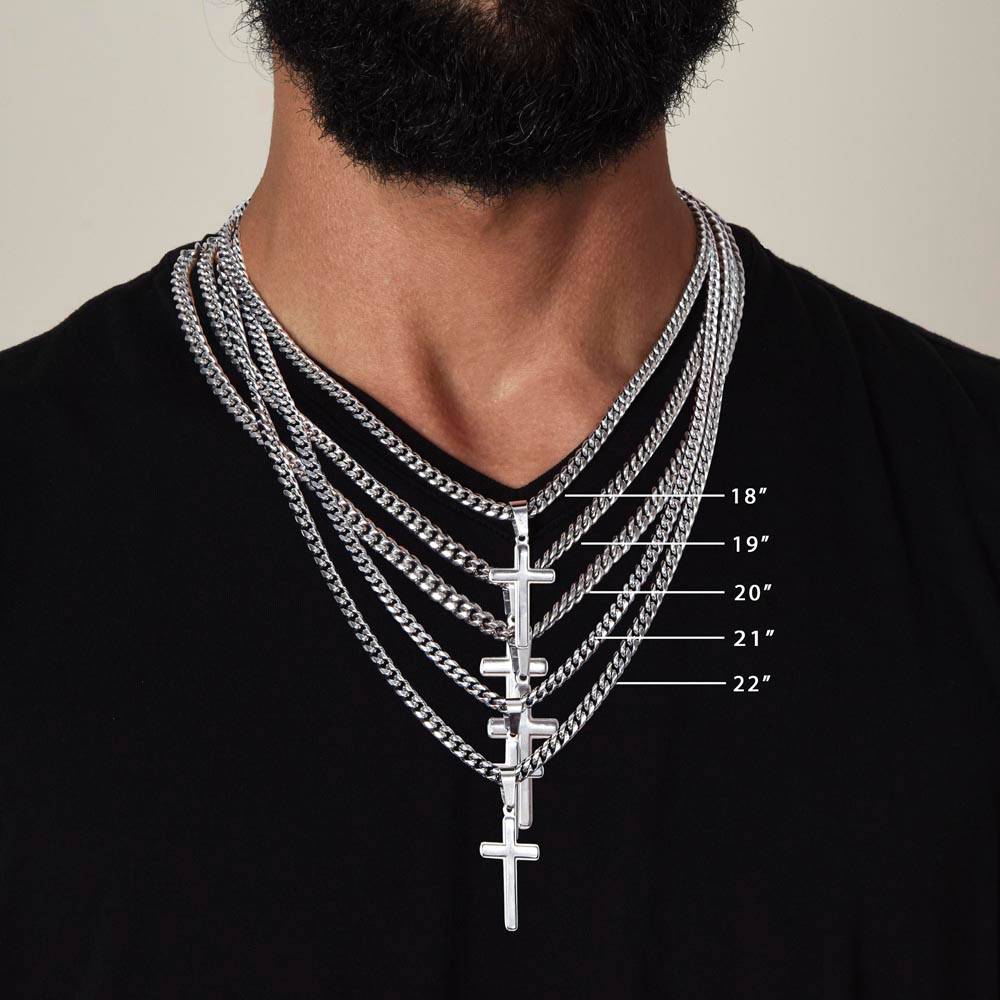 My Man Gift - Cuban Chain with Artisan Cross Necklace